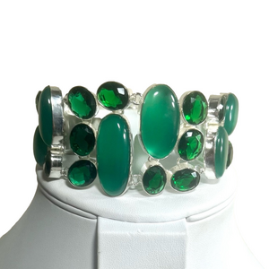 Green Onyx 925 Large Gemstone Bracelet